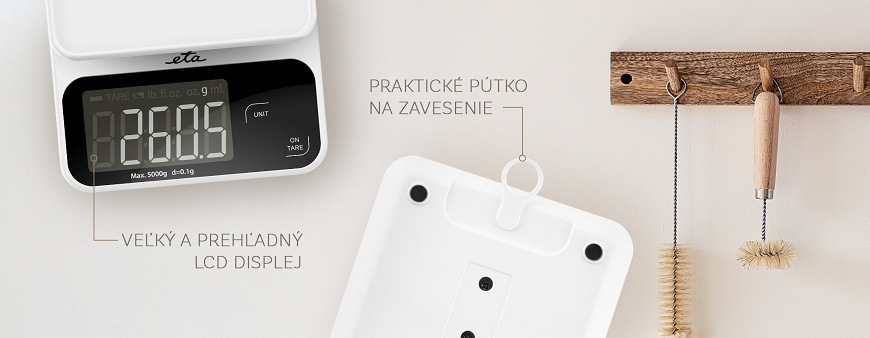 Kuchynská váha ETA Popi 6770 90000 biela Kuchynská váha ETA 6770 90000, displej