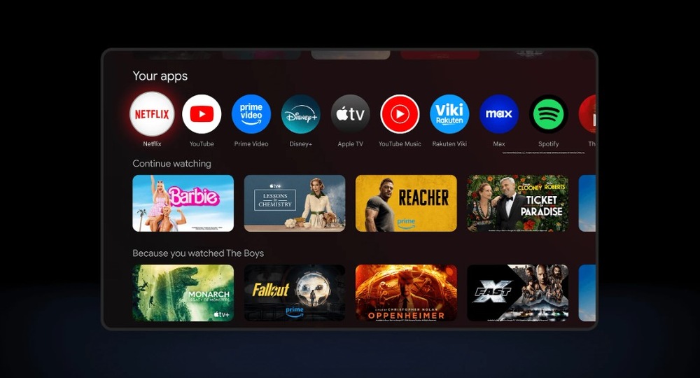 Televízor Xiaomi TV A Pro 32" Zapnutá televízia Xiaomi TV A Pro 32" s aplikáciami