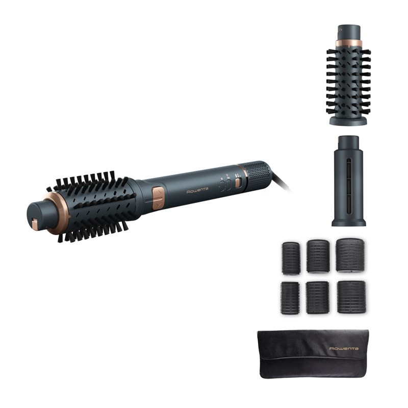 Kulma rotačná Rowenta UB9920E0 Air Rotate tmavo modrá farba Kulma rotačná Rowenta UB9920E0 Air Rotate v tmavo modrom prevedení, vpravo je pod sebou zrazené príslušenstvo ku kulme