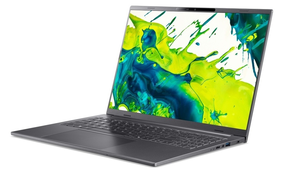 Notebook Acer Aspire 16 AI (A16-52M-78L6) sivý Otvorený notebook Acer Aspire 16 AI (A16-11M-X3AU) otočený doľava