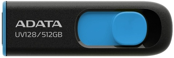 USB flashdisk ADATA Dash Drive UV128 512GB čierny/modrý Detail kompaktného USB flash disku ADATA