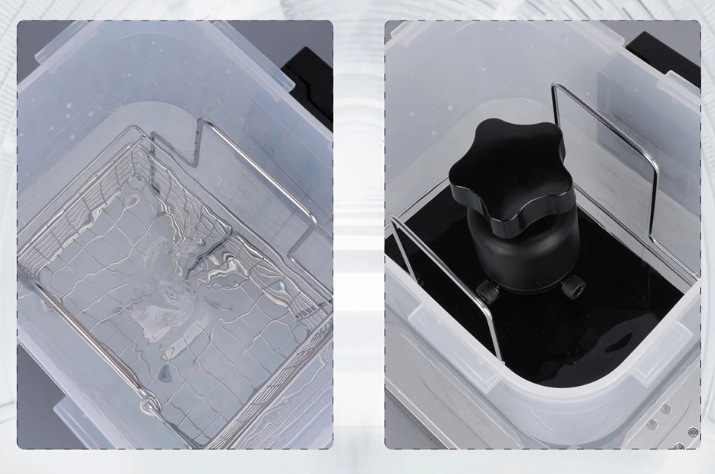 Umývací kôš a držiak tlačovej platformy na čistenie resinových 3D modelov v nádobe stanice Elegoo Mercury Plus 2.0″ width=