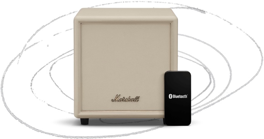 Smartfón s aplikáciou Marshall App a subwoofer Heston 200 TV SUB