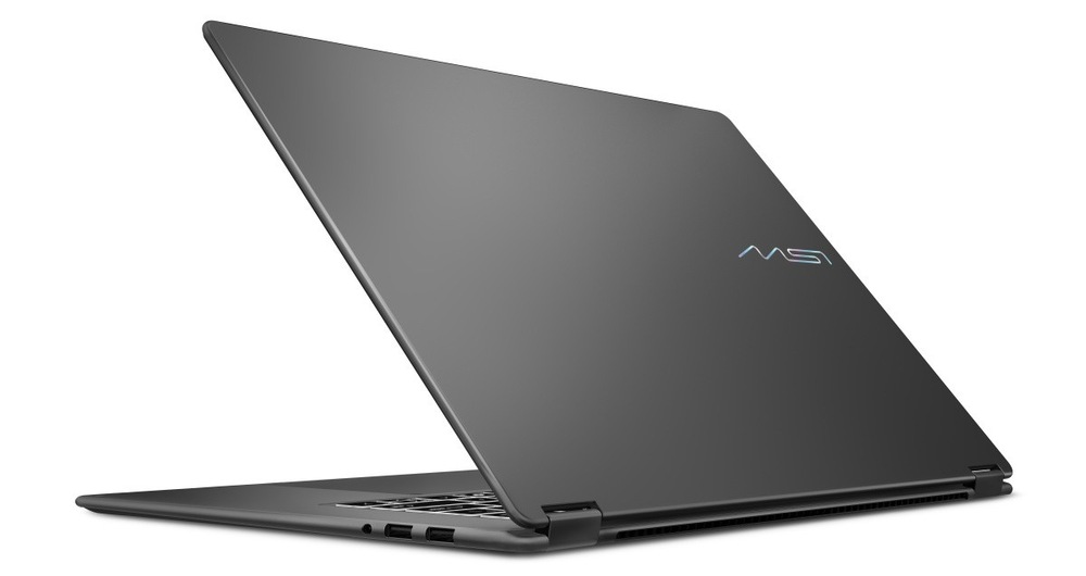 Notebook MSI Prestige 16 Flip AI+ C3MTG-262CZ čierny Pootvorený notebook MSI Prestige 16 Flip AI+ C3MTG-262CZ zozadu