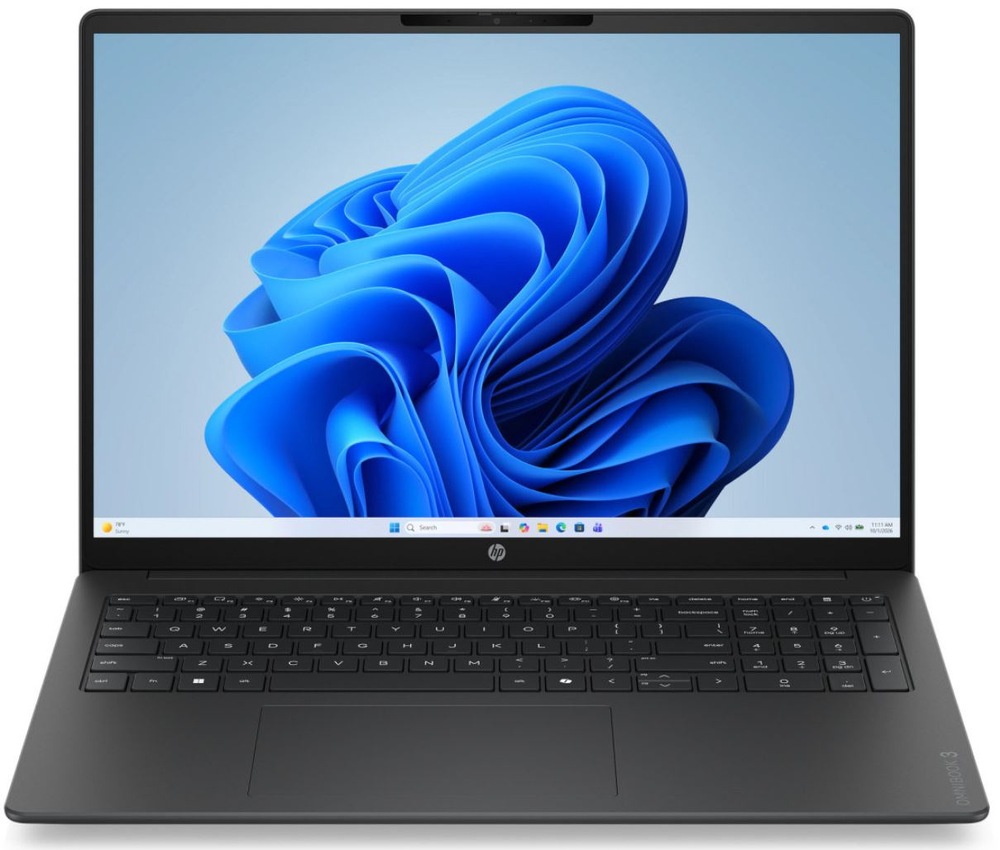 Notebook HP + Game Pass predplatné na 2 mesiace sivý Notebook HP OmniBook 3 s otvoreným displejom a klávesnicou spredu