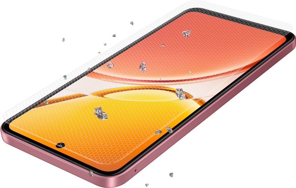 Mobilný telefón vivo Y21d 4 GB / 128 GB zelený Detail obrazovku s ochranným sklom Guardian Glass