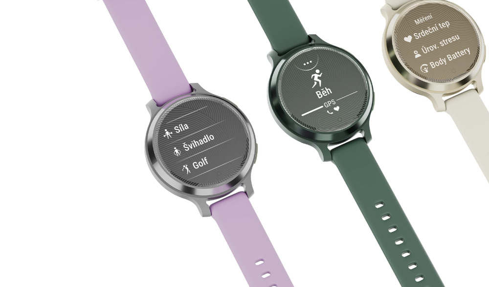Inteligentné hodinky Garmin Lily 2 Active - Lunar Gold / Bone Silicone Band
