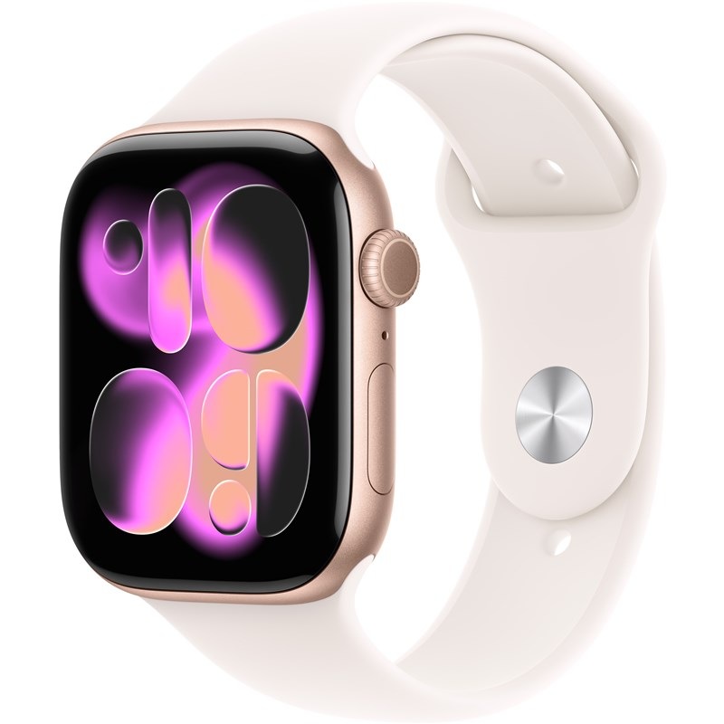 Inteligentné hodinky Apple Watch Series 11 GPS + Cellular 42mm ružovo zlatý hliník - svetlo rumený športový remienok - S/M