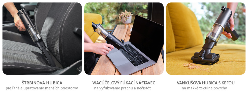 Ručný vysávač ETA COMBI 0426 90000 čierny Ručný vysávač ETA Combi, kefka s vankúšovou hubicou