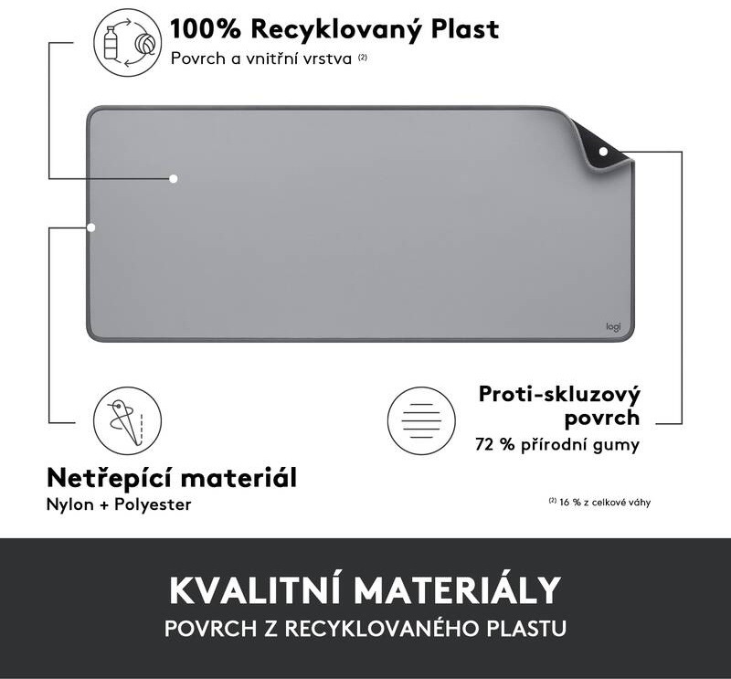 Podložka pod klávesnicu a myš Logitech Desk Mat Studio Series. 30 x 70 cm sivá Podložka pod klávesnicu a myš Logitech Desk Mat Studio Series. 30 x 70 cm sivá