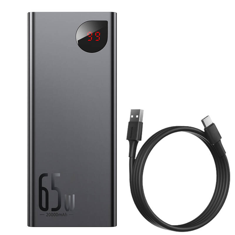 Powerbank Baseus Adaman Metal Adaman Metal s digitálnym displejom QC + PD 20000mAh 65W čierny Baseus Adaman Metal 20 000mAh