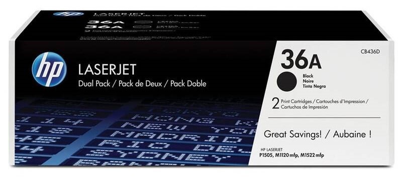Toner HP 36A, 2x 2 000 strán, 2-pack čierny