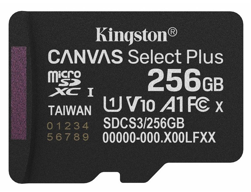 Pamäťová karta Kingston Canvas Select Plus MicroSDXC 256GB UHS-I U1 (R150/W30) čierna