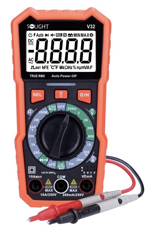 Multimeter Solight na meranie jednosmerného aj striedavého napätia i prúdu, podsvietený LCD displej
