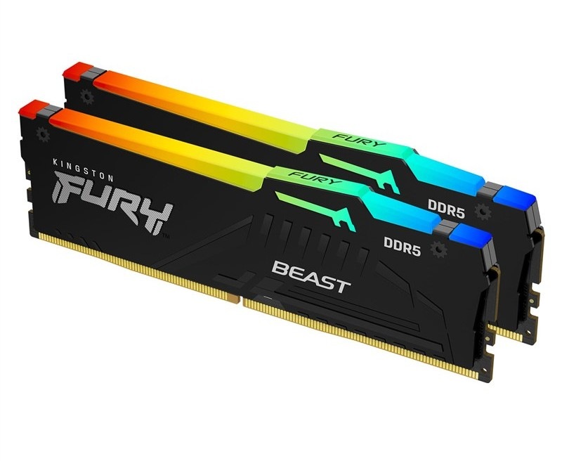 Pamäť RAM Kensington FURY Beast RGB 128 GB, (2× 64 GB) DDR5, 5 600 MHz CL36, čierna farba.