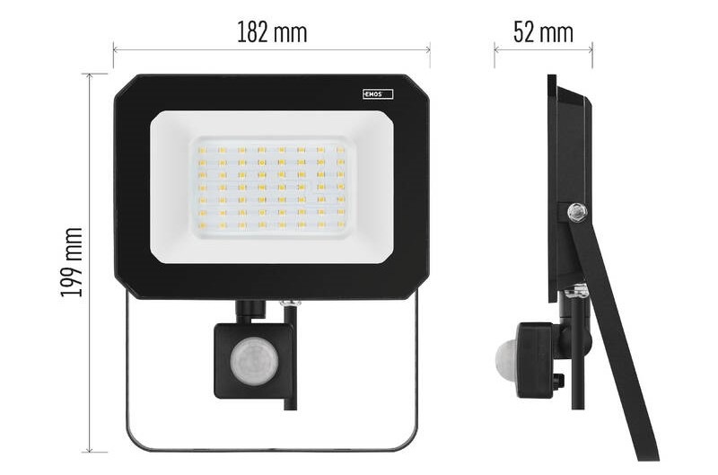 Reflektor EMOS SIMPO 50W 5000LM IP44 NW PIR čierny Reflektor EMOS SIMPO 50W 5000LM IP44 NW PIR - čierny
