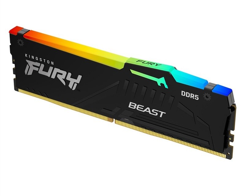 Pamäť RAM Kingston FURY Beast RGB 64 GB, DDR5, 5 600 MHz CL36, čierna farba.