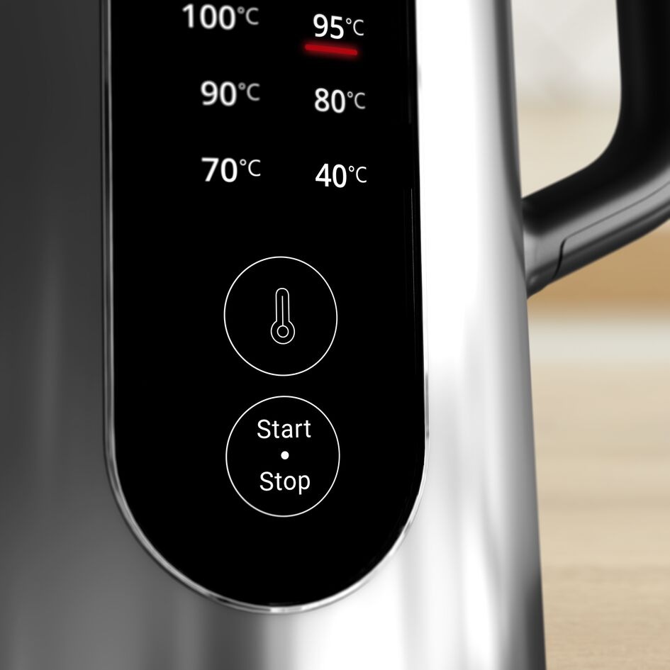 Rýchlovarná kanvica Tefal KI871DE0 Selection 1,7 l nerez Detail displeja rýchlovarnej kanvice Tefal KI871DE0 Selection