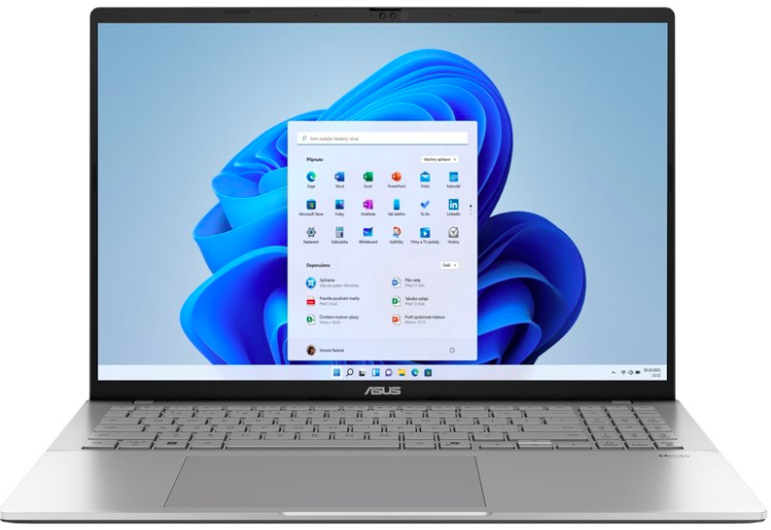 Strieborný notebook ASUS Vivobook S16 Qualcomm Snapdragon X X1-26-100 s 16″ OLED displejom