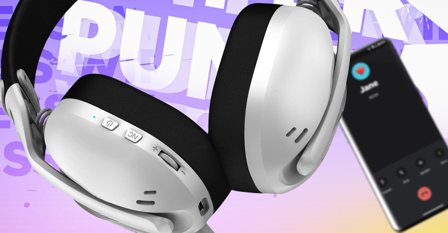Headset HATOR Hyperpunk 3 čierny Biely headset HATOR Hyperpunk 3 Wireless bez odnímateľného mikrofónu vedľa telefónu s hovorom