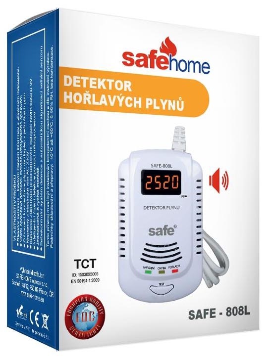 Detektor plynov Safe 808L hlásič zemného plynu Safe 808L