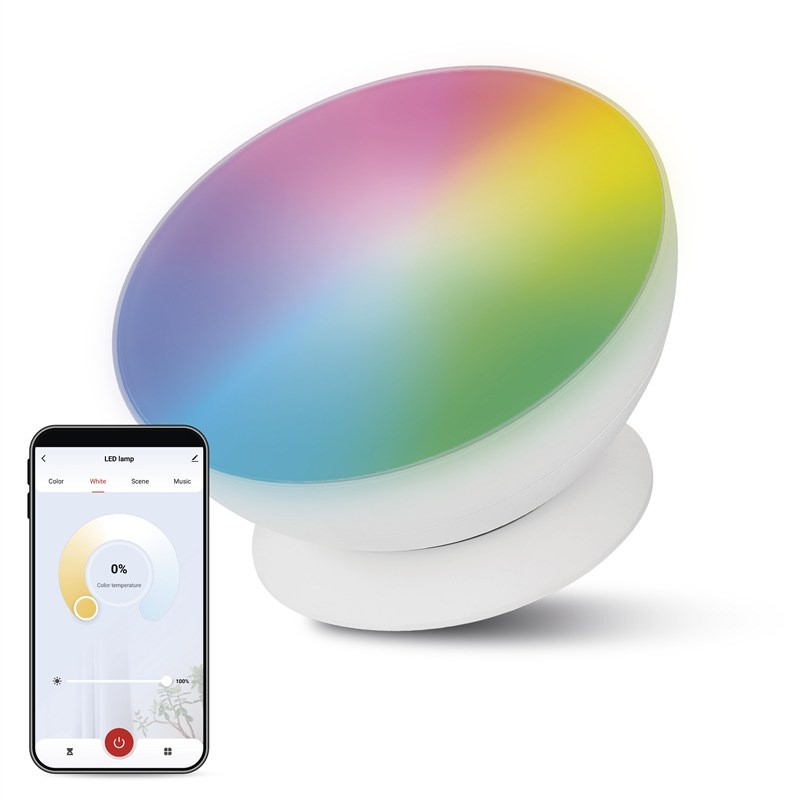 Stolná lampa EMOS GoSmart, 7 W, 330 lm, RGB biela
