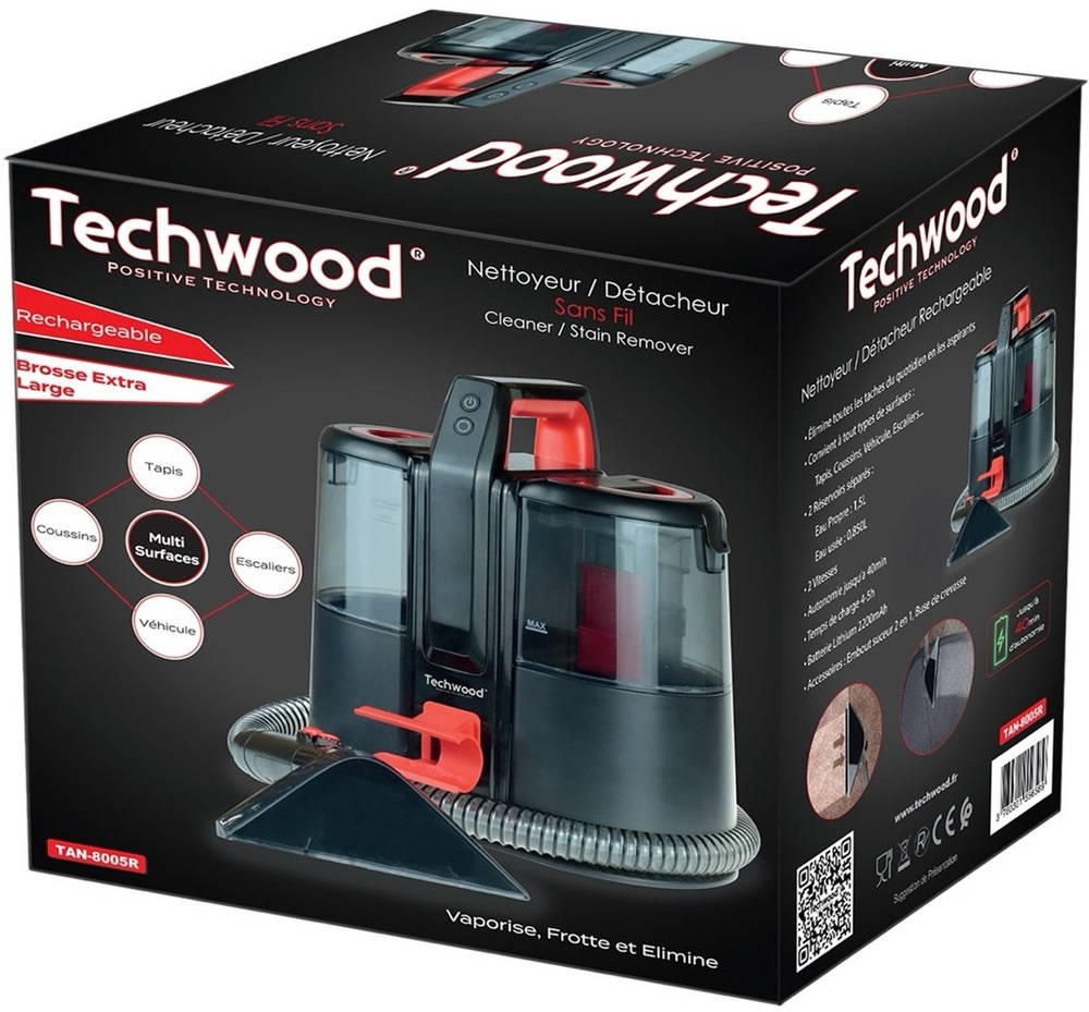 Tepovač kobercov Techwood TAN8005R AKU čierny Balenie tepovača Techwood TAN8005R