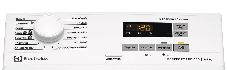Práčka Electrolux SensiCare 600 EW6T5372C biela Ovládací panel práčky Electrolux EW6T5372C radu SensiCare 600″ width=
