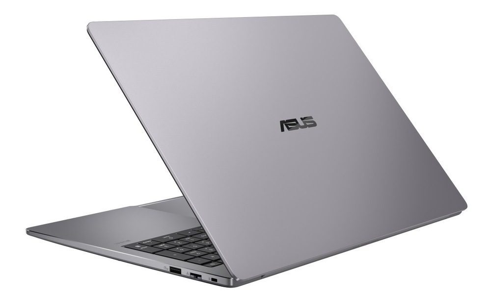 Notebook Asus ExpertBook P5 G2 sivý Notebook Asus ExpertBook P5 G2 pootvorený zozadu otočený doprava