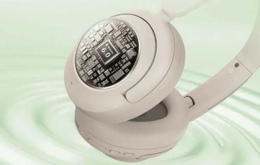 Slúchadlá OneOdio Focus A6 čierna Detail náušníka slúchadiel OneOdio Focus A6 s čipom pre Bluetooth 6.0″ width=