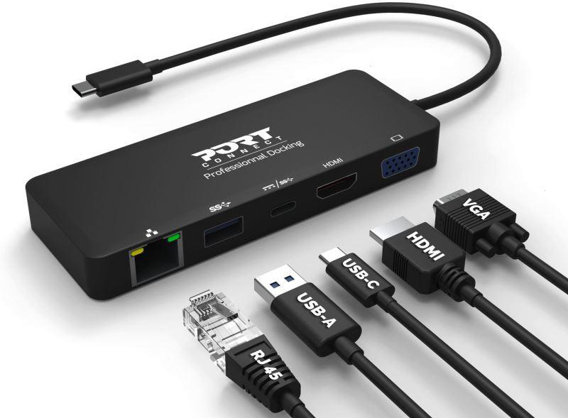 USB Hub PORT CONNECT USB-C/LAN, HDMI, VGA, USB-C PD 3.0 85W, USB-A čierny USB Hub PORT CONNECT USB-C/LAN, HDMI, VGA, USB-C PD 3.0 85W, USB-A čierny