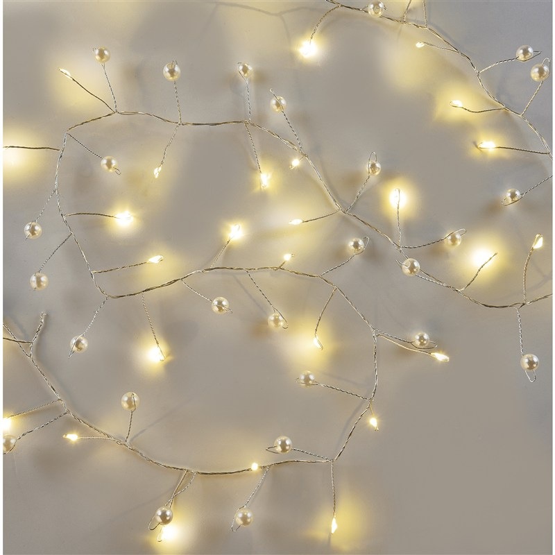 Vianočné osvetlenie EMOS girlanda - perly, 1,2 m, 40LED, vnútorná, teplá biela, časovač