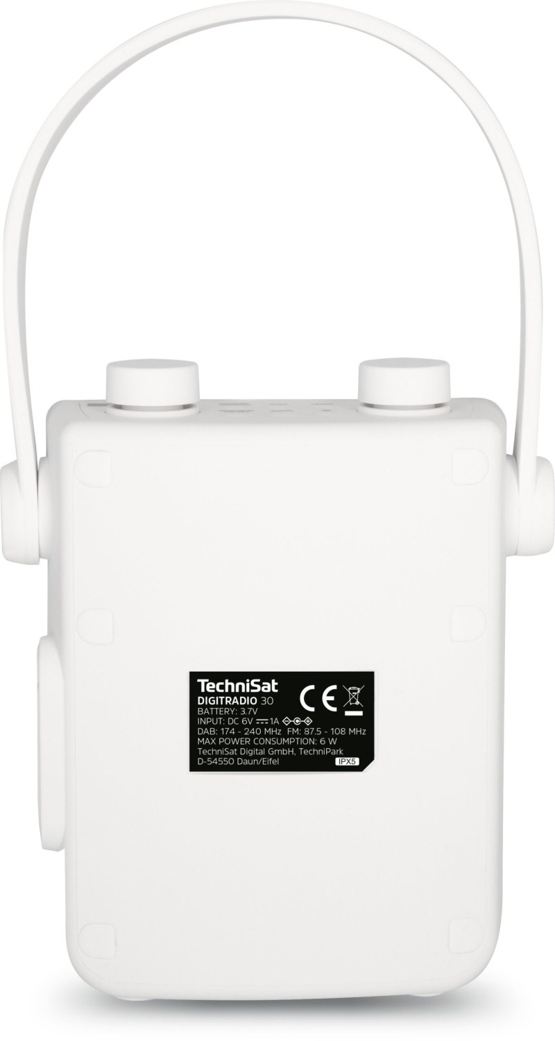 Rádioprijímač s DAB+ Technisat DigitRadio 30 V2 biely Rádioprijímač DAB+ TechniSat DIGITRADIO 30 V2 zo zadnej strany