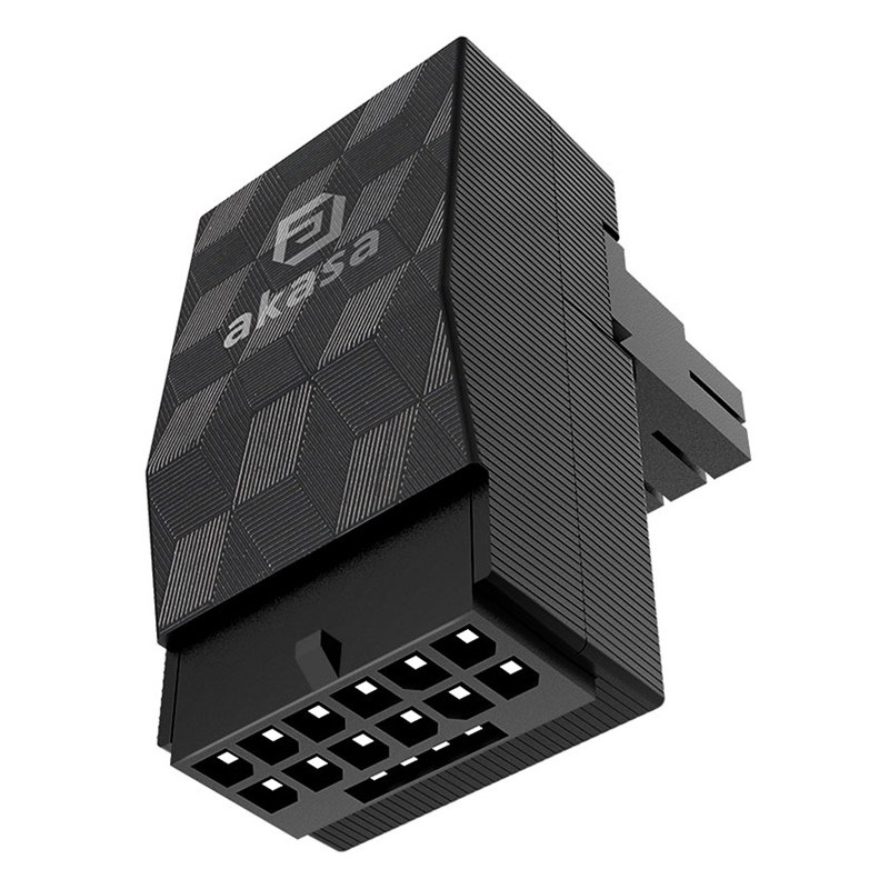 Adaptér AKASA G-Nexus P16, 90° 12VHPWR Adapter, 12+4P male na 12+4P female - čierny