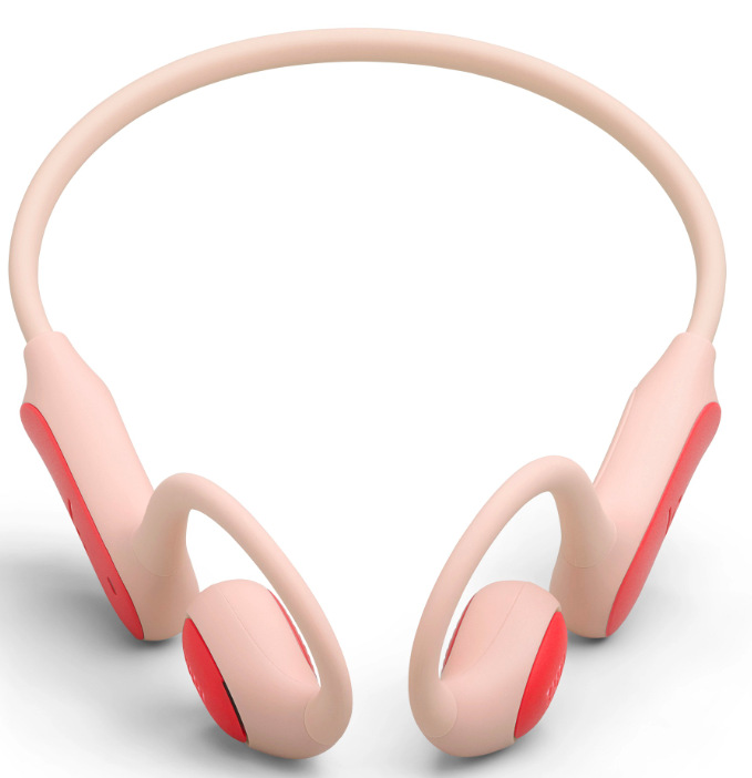 Predný pohľad na detské slúchadlá JBL Junior FREE s flexibilnou konštrukciou za uši