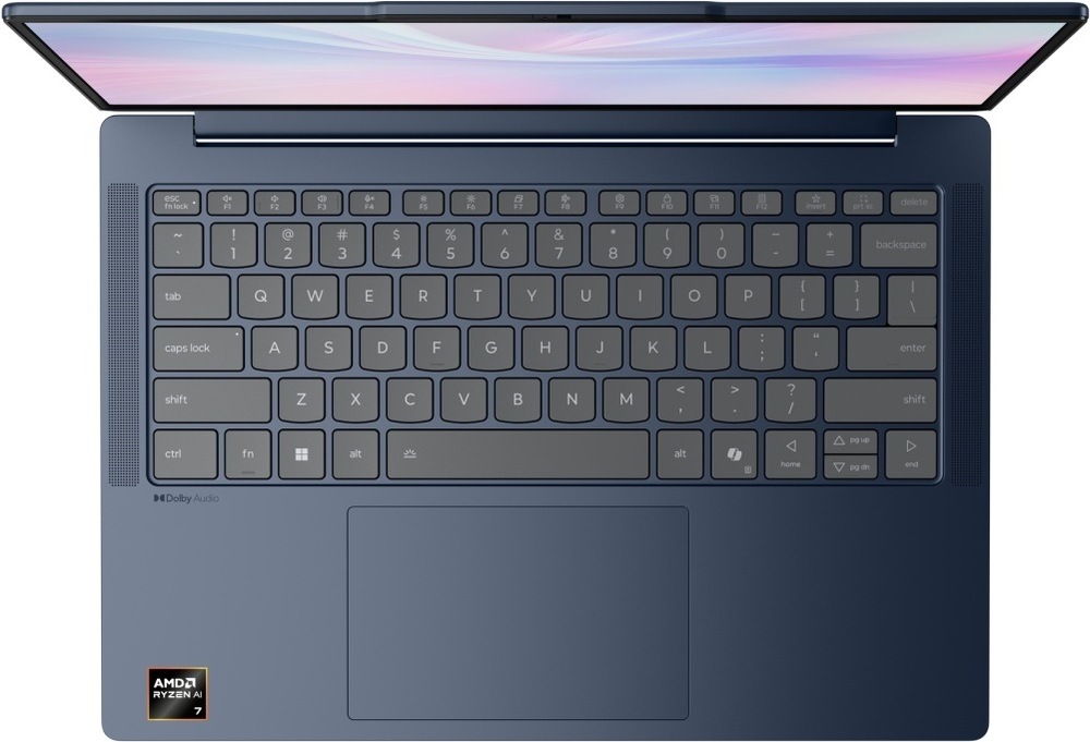 Pohľad zhora na klávesnici notebooku IdeaPad Slim 5″ width=
