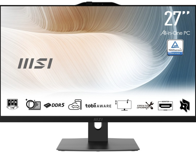 Čierny All In One počítač MSI Modern AM272P 1M-855EU s 27" displejom a stojanom