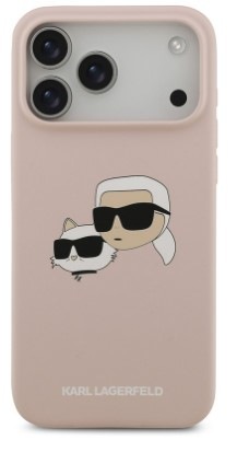 Kryt na mobil Karl Lagerfeld Liquid Silicone Double Heads MagSafe na Apple iPhone 17 Pro Max v ružovej farbe