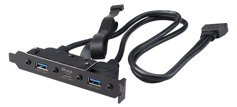Adaptér AKASA USB3.1 Gen2 adapter interný cable & dual Gen1 Type-A Ports - čierny
