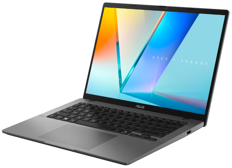 Notebook Asus Vivobook S14 sivý ASUS Vivobook S14 M3407KA-OLED020WZ z pravého uhla s OLED displejom