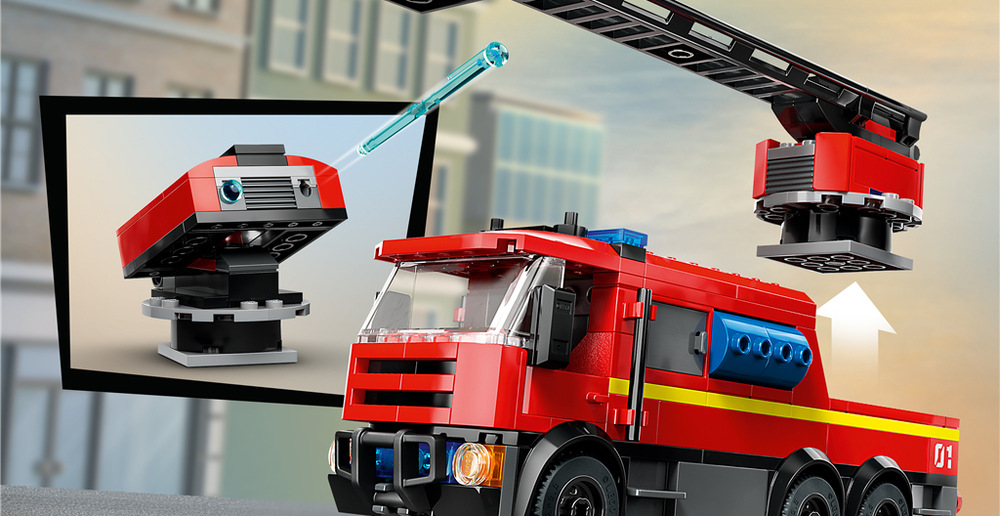 Stavebnica LEGO® City 60414 Hasičská stanice s hasičským vozem Výrazný hasičský automobil s hadicou, rebríkom, dronom a ďalším vybavením zvládne najrôznejšie zásahy.