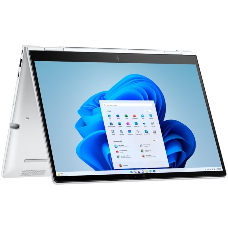 Notebook HP EliteBook 8 Flip v striebornej farbe.