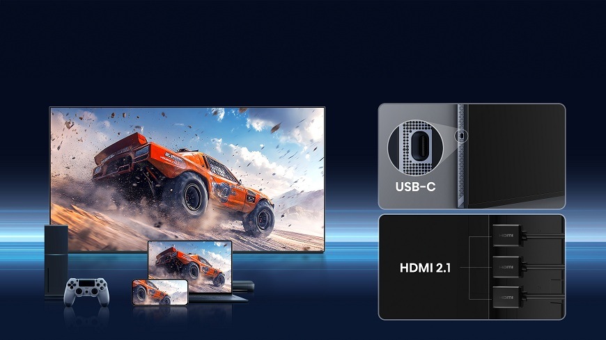 Televízor Hisense 65UR9S ukážka konektorov Televízia Hisense 65UR9S a príslušenstvo, ktoré je možné pripojiť