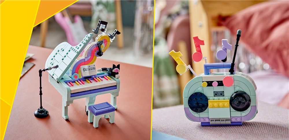 Stavebnica LEGO® Creator 3 v 1 31392 Hudobná dekorácia: Klavír s mačkou Klavír s pohyblivými prvkami, mačkou a doplnkami nabáda deti k vymýšľaniu vlastných hudobných príbehov.