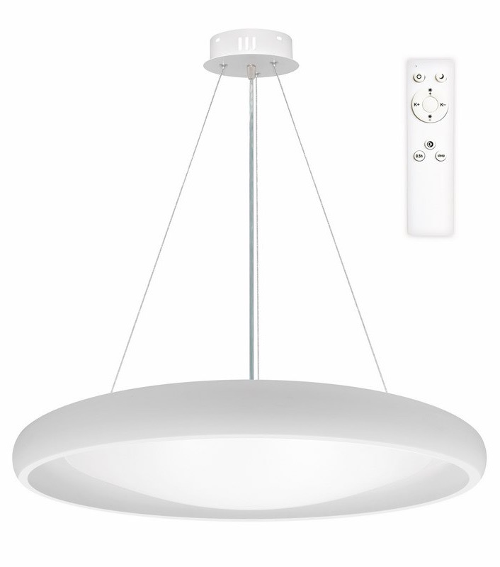 Závesné svietidlo Top Light Salerno 60BZ RC. s diaľkovým ovládačom, 60W, 6000lm, stmievanie, pamäť, priemer 60cm, výška 120cm biele