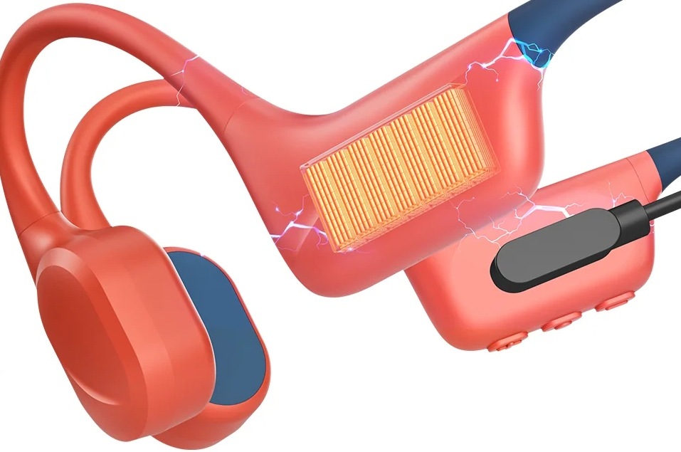 Slúchadlá Doogee Doogee BoneBeat Swim čierna Detail konštrukcie slúchadiel Doogee BoneBeat Swim