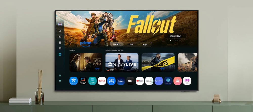 Televízor Samsung UE50U8072F Domovská obrazovka operačního systému Tizen na televizi