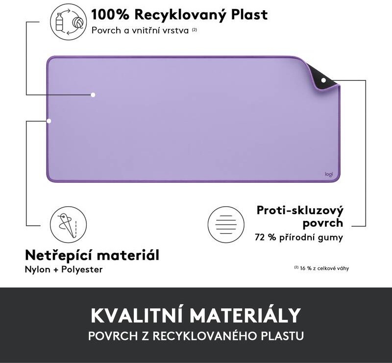 Podložka pod klávesnicu a myš Logitech Desk Mat Studio Series. 30 x 70 cm fialová Podložka pod klávesnicu a myš Logitech Desk Mat Studio Series. 30 x 70 cm fialová