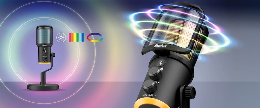 Mikrofón Genius MIC-S400U čierny Robustná konštrukcia s integrovaným stojanom poskytuje stabilitu pri nahrávaní.