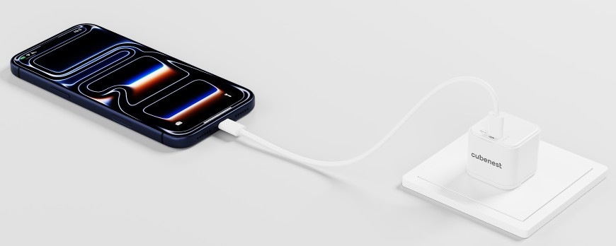 Nabíjačka do siete Cubenest PD Nano Adapter 65W N1D65 biela Nabíjačka do siete Cubenest PD Nano Adapter N1D65 nabíja mobilný telefón
